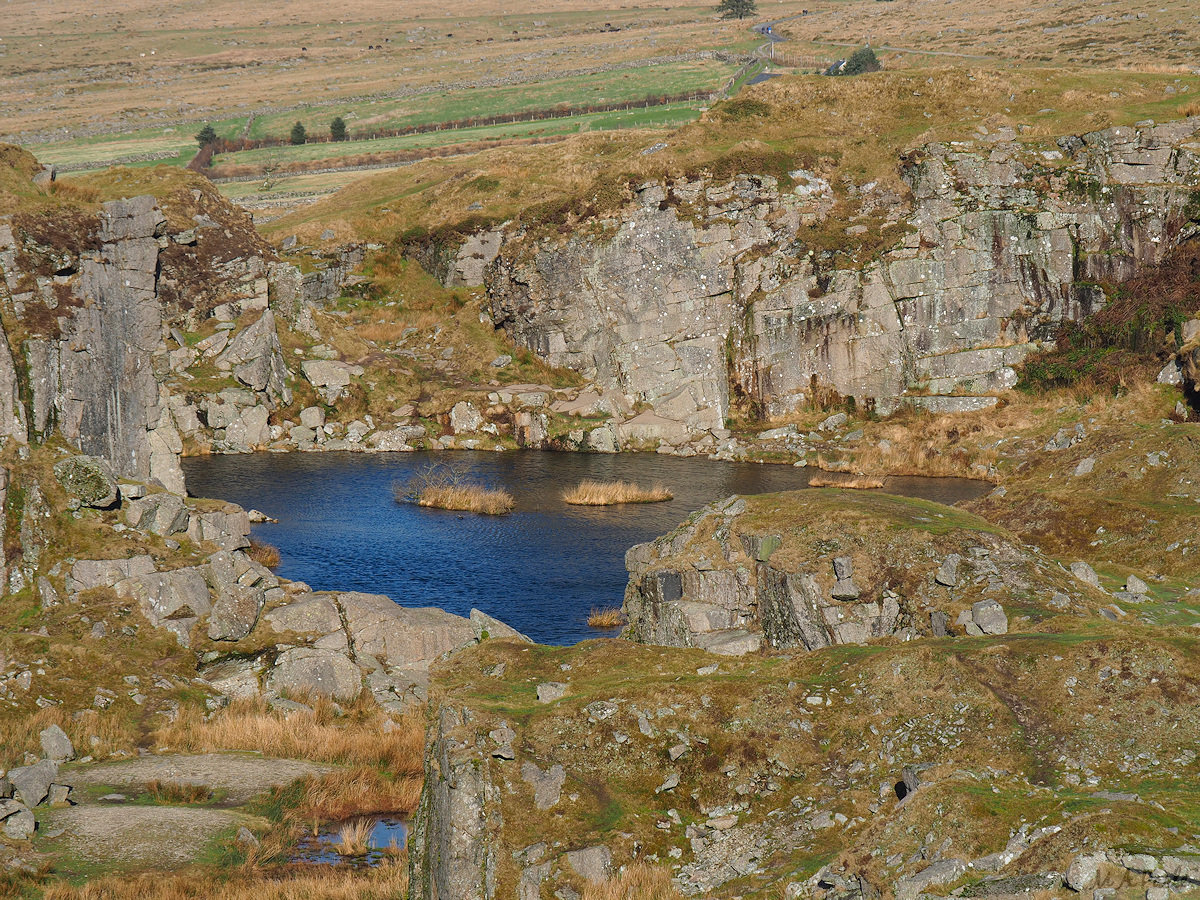 A shallow pool inside Foggintor Quarry